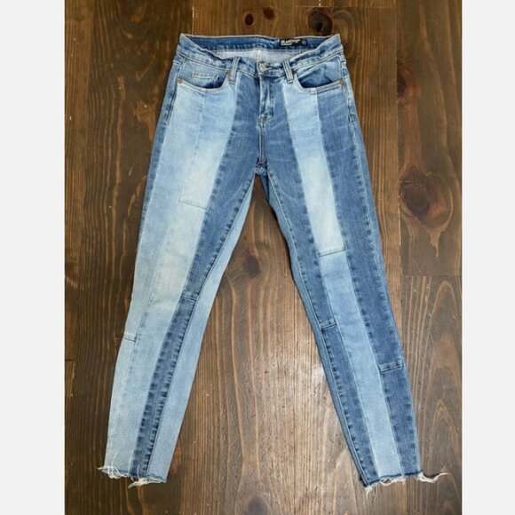 Blank NYC Reade Crop 2 tone light wash low rise skinny jeans women's size 31 - Picture 3 of 5